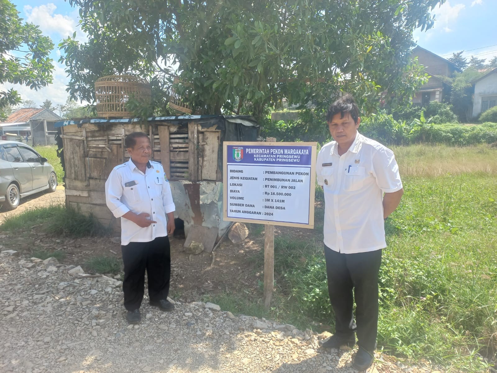 Pekon Margakaya Dana Desa Tahap Satu Realisasi Penimbunan Jalan, Rabat Beton, dan Drainase.